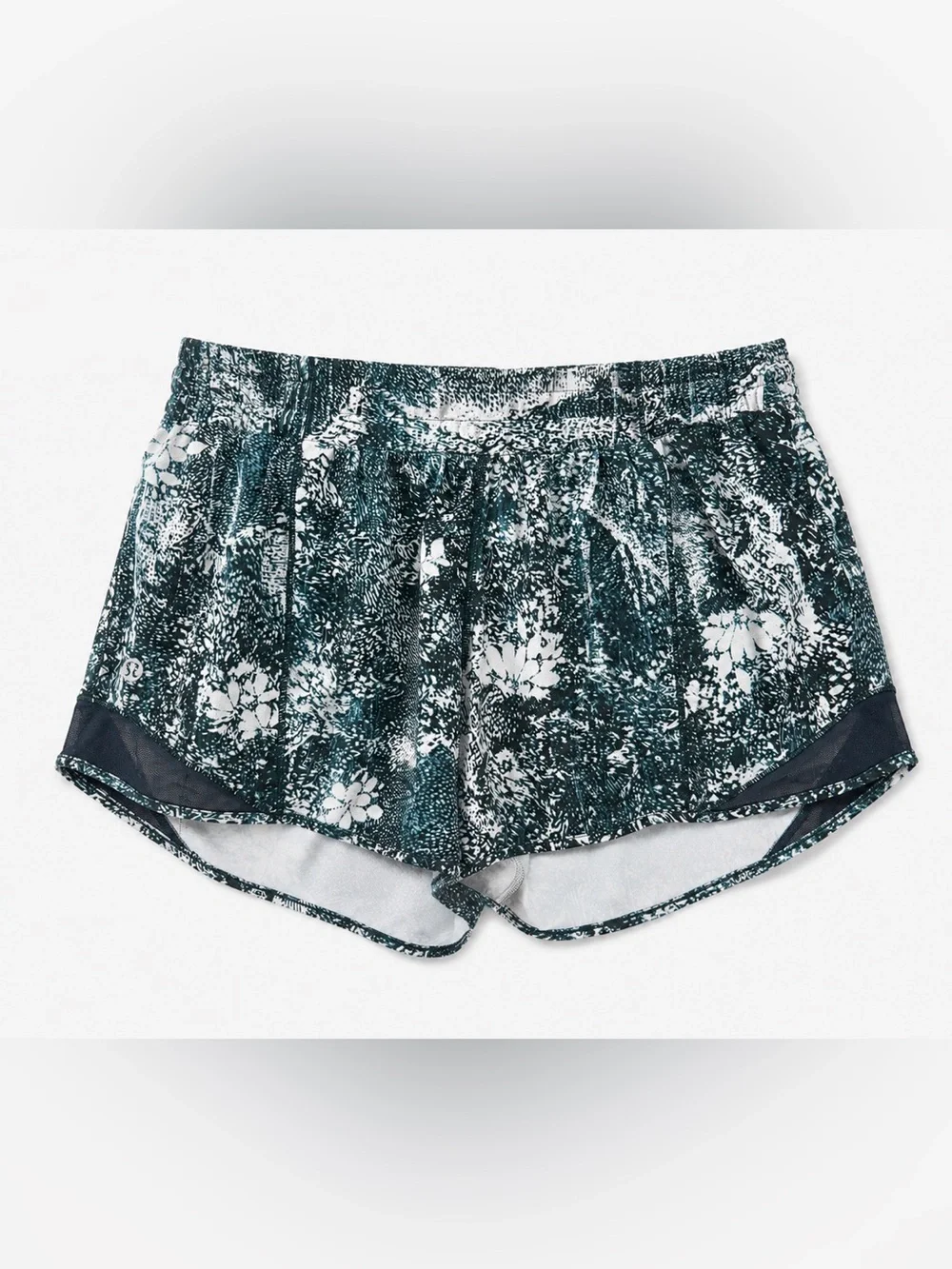 Lululemon Hotty Hot Running Shorts Size 6 | Green Floral Print | Built-In Liner - Picture 2 of 7